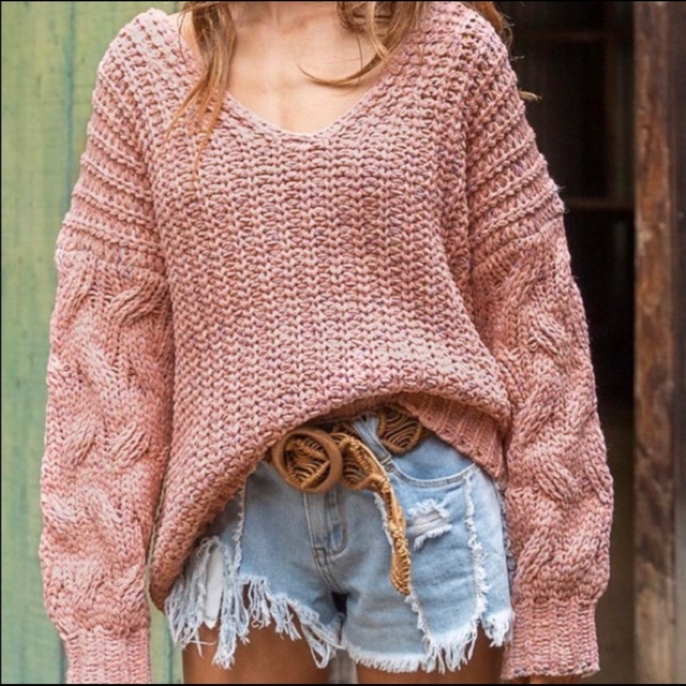 The MARILYN Marled Deep V Sweater - Picture 4 of 9